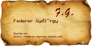 Federer György névjegykártya